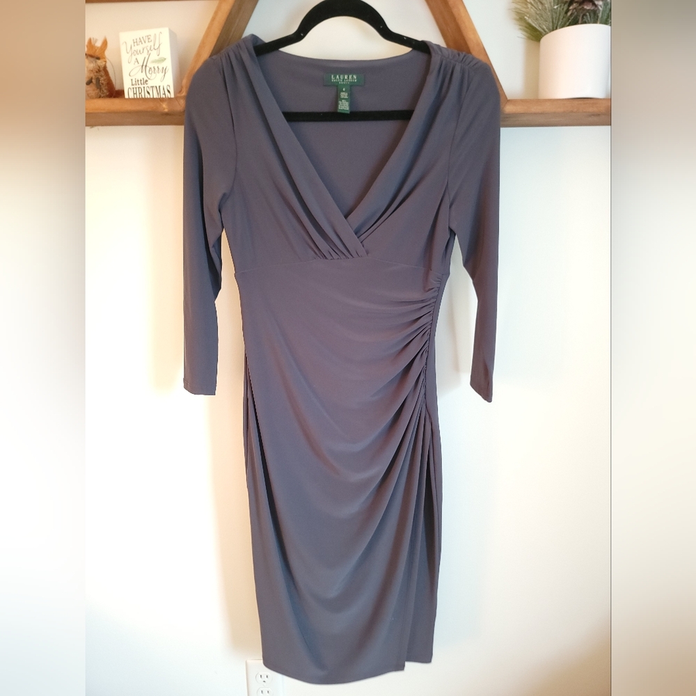 Ralph Lauren grey quarter sleeve bodycon dress